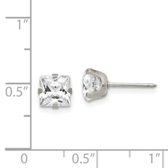355E Inverness Stainless Steel 7mm Faceted Square CZ Earrings