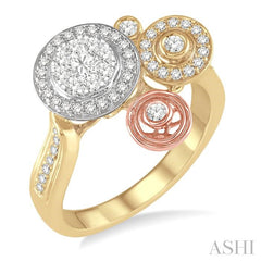 ASHI Round Shape Halo Lovebright Diamond Fashion Ring 35663PPFG3T