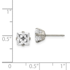 356E Inverness Stainless Steel 7mm Faceted Square CZ Earrings
