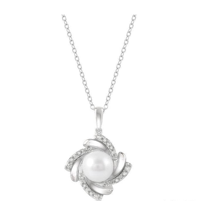 Parkplace Jewelers Silver Pearl & Diamond Pendant 84179PPSSSLPD