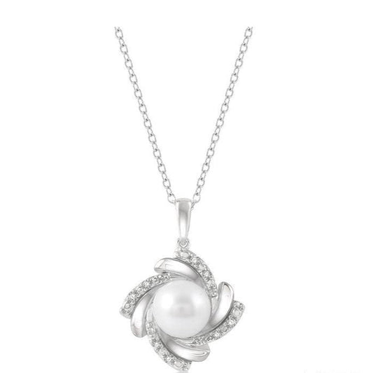Parkplace Jewelers Silver Pearl & Diamond Pendant 84179PPSSSLPD