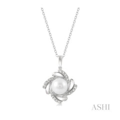 ASHI Silver Pearl & Diamond Pendant 84179PPSSSLPD