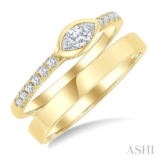 ASHI Marquise Shape Bezel Diamond Fashion Open Ring 360Y3PPFGYG-MQ
