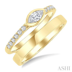ASHI Marquise Shape Bezel Diamond Fashion Open Ring 360Y3PPFGYG-MQ