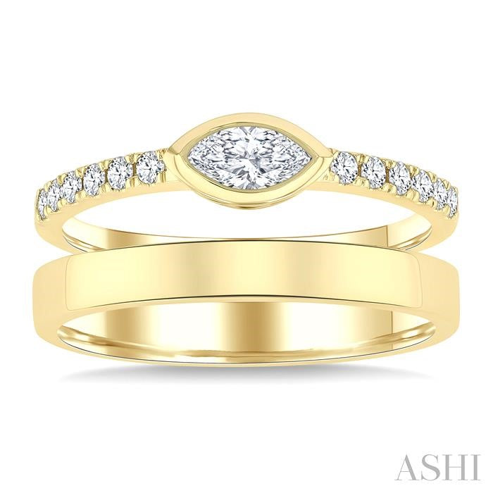 ASHI Marquise Shape Bezel Diamond Fashion Open Ring 360Y3PPFGYG-MQ