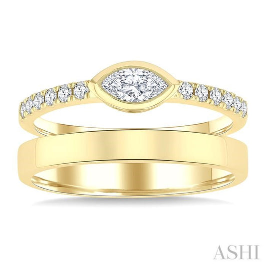 ASHI Marquise Shape Bezel Diamond Fashion Open Ring 360Y3PPFGYG-MQ
