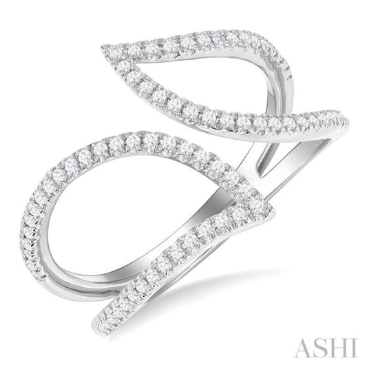 ASHI Leaf Diamond Fashion Open Ring 363G6PPTSWG