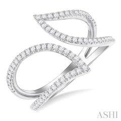 ASHI Leaf Diamond Fashion Open Ring 363G6PPTSWG