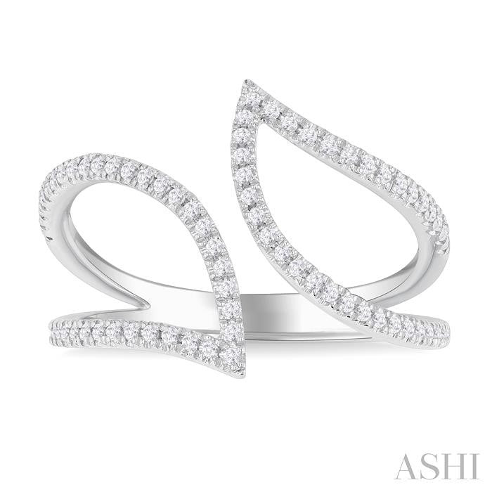 ASHI Leaf Diamond Fashion Open Ring 363G6PPTSWG