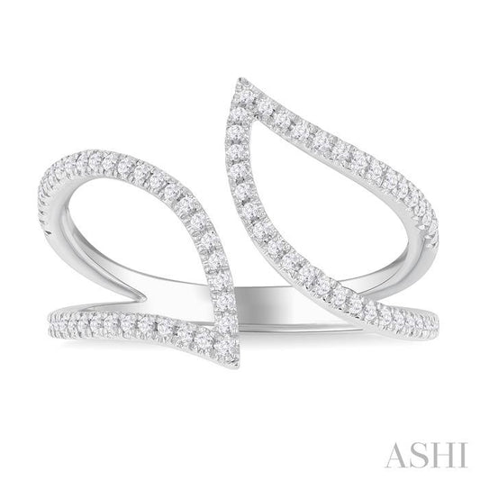 ASHI Leaf Diamond Fashion Open Ring 363G6PPTSWG