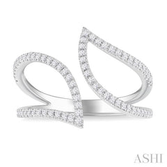 ASHI Leaf Diamond Fashion Open Ring 363G6PPTSWG
