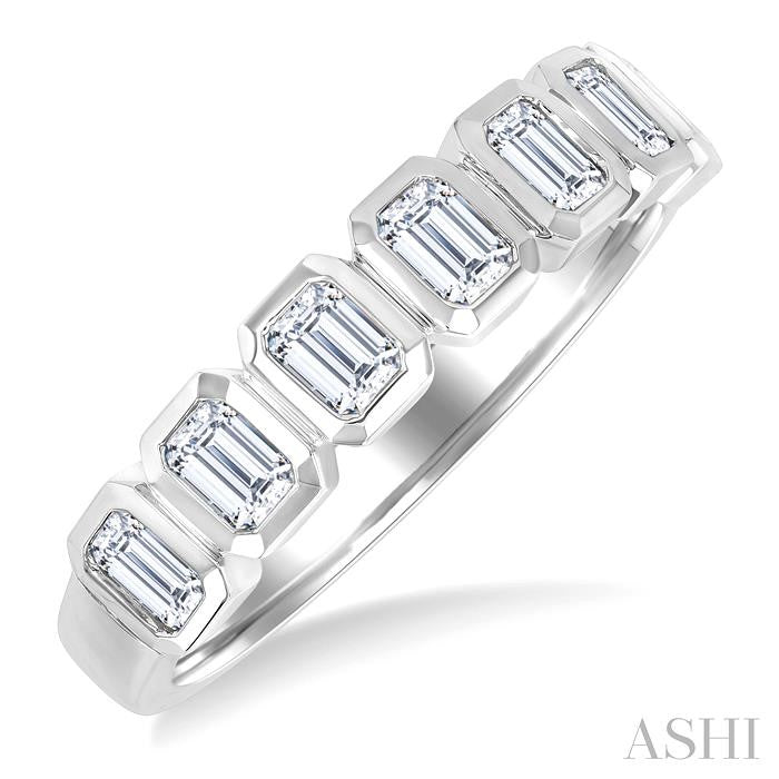ASHI 7 Stone Emerald Shape Bezel Set Diamond Band 363M1PPFGWG-OC