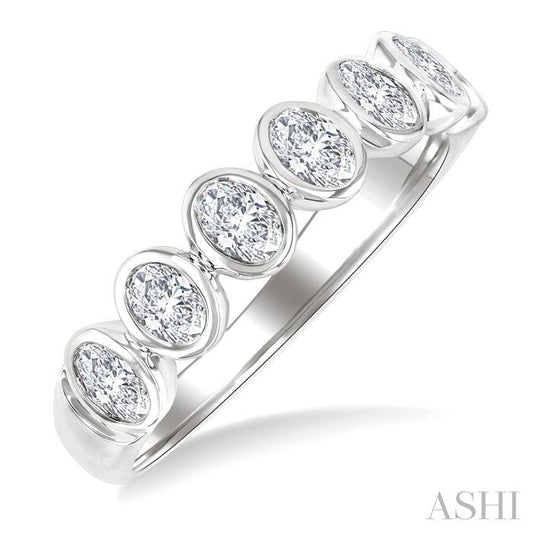ASHI 7 Stone Oval Shape Bezel Set Diamond Band 363M1PPFGWG-OV