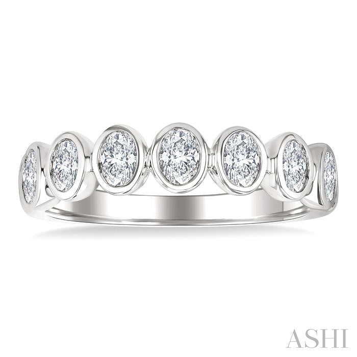 ASHI 7 Stone Oval Shape Bezel Set Diamond Band 363M1PPFGWG-OV