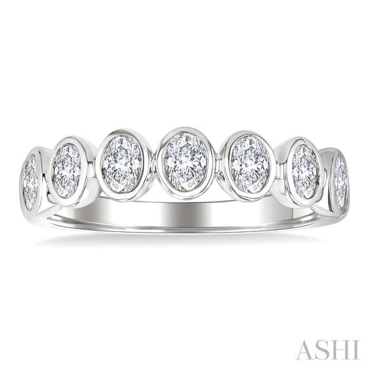 ASHI 7 Stone Oval Shape Bezel Set Diamond Band 363M1PPFGWG-OV