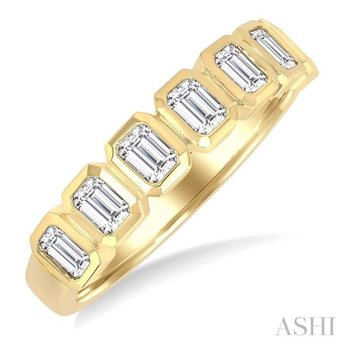 ASHI 7 Stone Emerald Shape Bezel Set Diamond Band 363M1PPFGYG-OC