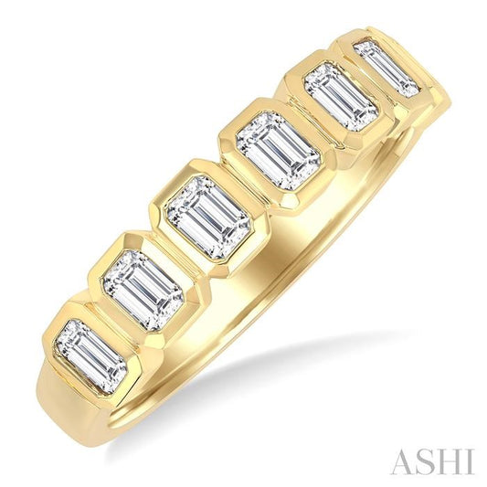 ASHI 7 Stone Emerald Shape Bezel Set Diamond Band 363M1PPFGYG-OC