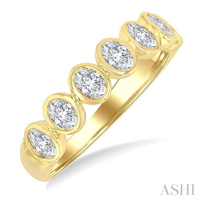 ASHI 7 Stone Oval Shape Bezel Set Diamond Band 363M1PPFGYG-OV