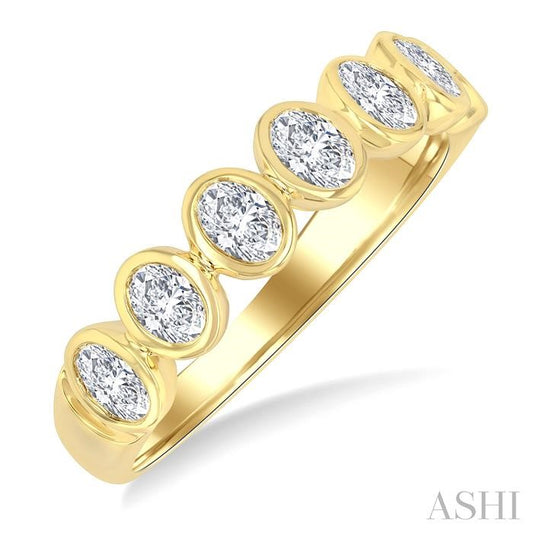 ASHI 7 Stone Oval Shape Bezel Set Diamond Band 363M1PPFGYG-OV