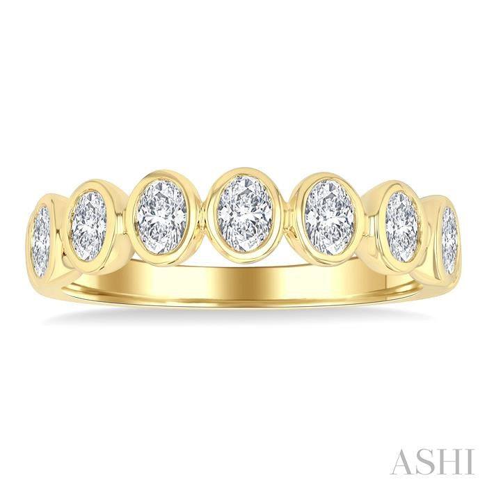 ASHI 7 Stone Oval Shape Bezel Set Diamond Band 363M1PPFGYG-OV