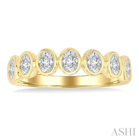 ASHI 7 Stone Oval Shape Bezel Set Diamond Band 363M1PPFGYG-OV