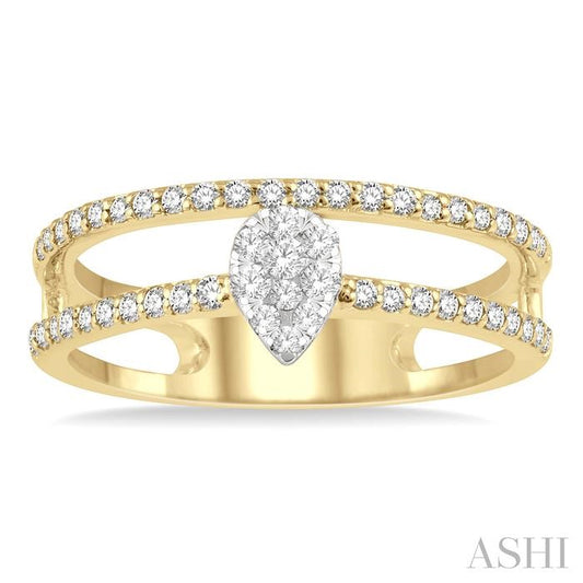 ASHI Double Row Pear Shape Lovebright Diamond Fashion Ring 363P5PPFGYW-PR