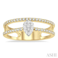 ASHI Double Row Pear Shape Lovebright Diamond Fashion Ring 363P5PPFGYW-PR