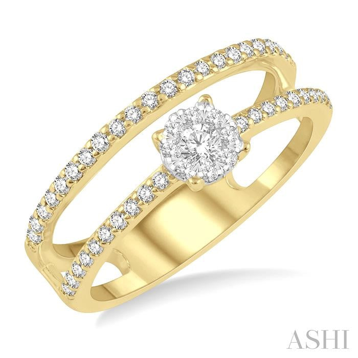 ASHI Round Shape Double Row Lovebright Diamond Fashion Ring 363P5PPFGYW-RD