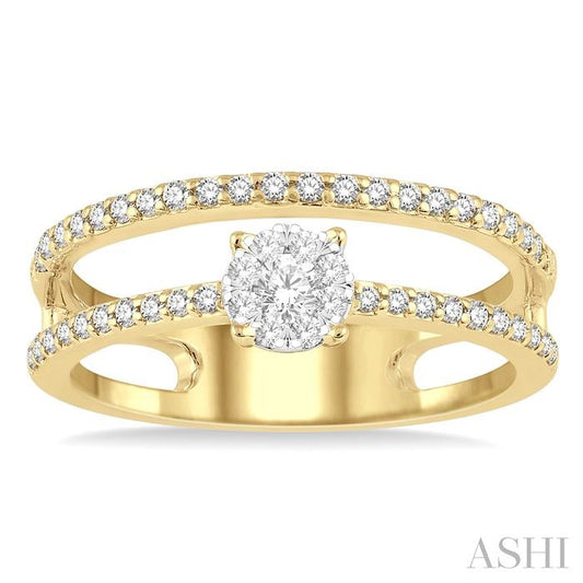 ASHI Round Shape Double Row Lovebright Diamond Fashion Ring 363P5PPFGYW-RD