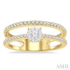 ASHI Round Shape Double Row Lovebright Diamond Fashion Ring 363P5PPFGYW-RD