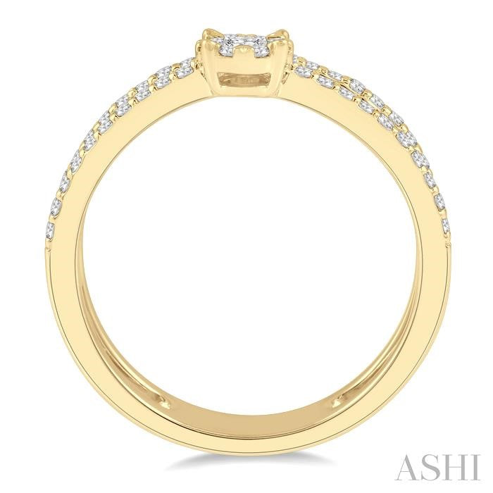 ASHI Round Shape Double Row Lovebright Diamond Fashion Ring 363P5PPFGYW-RD