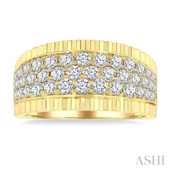 ASHI 3 Row Diamond Wide Band 364M0PPFGYG-1.15