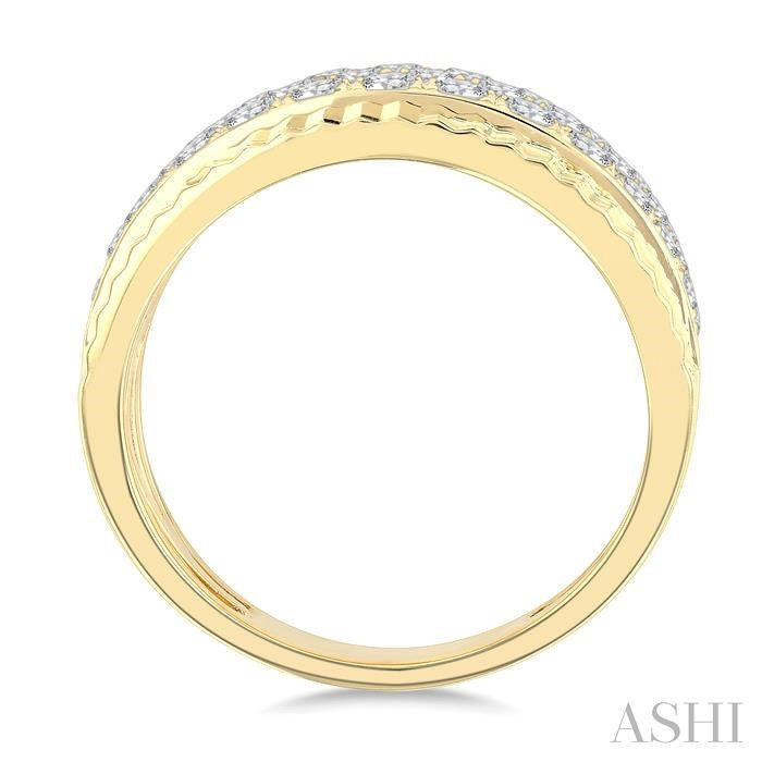 ASHI 3 Row Diamond Wide Band 364M0PPFGYG-1.15