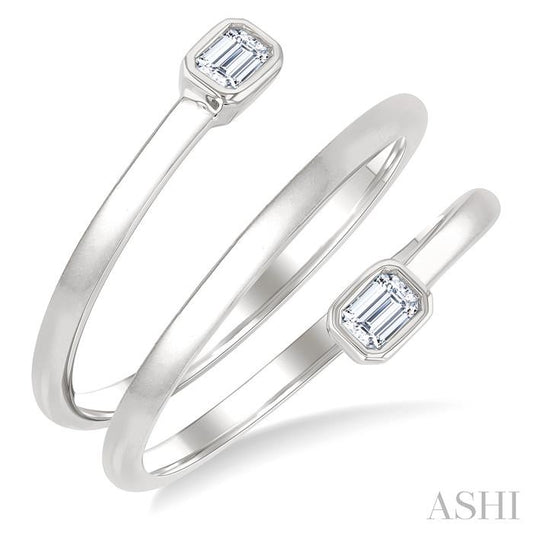 ASHI Emerald Shape Bezel Double Coil Diamond Fashion Ring 364W7PPFGWG-OC