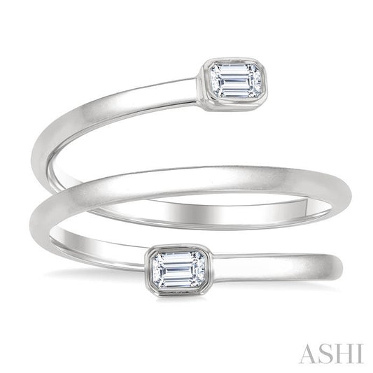 ASHI Emerald Shape Bezel Double Coil Diamond Fashion Ring 364W7PPFGWG-OC