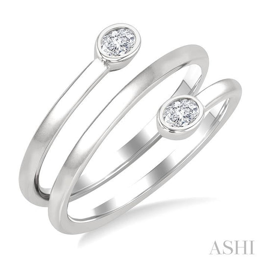 ASHI Oval Shape Bezel Double Coil Diamond Fashion Ring 364W7PPFGWG-OV