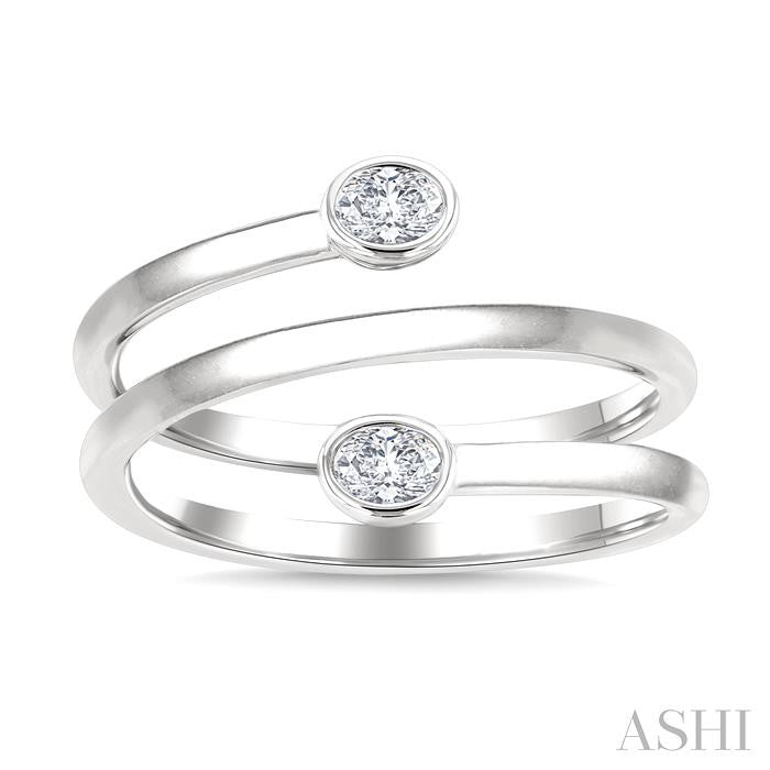 ASHI Oval Shape Bezel Double Coil Diamond Fashion Ring 364W7PPFGWG-OV