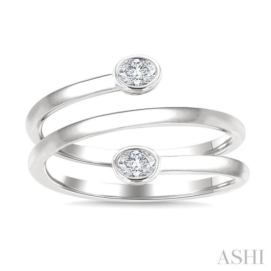 ASHI Oval Shape Bezel Double Coil Diamond Fashion Ring 364W7PPFGWG-OV