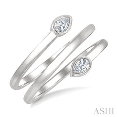 ASHI Pear Shape Bezel Double Coil Diamond Fashion Ring 364W7PPFGWG-PR