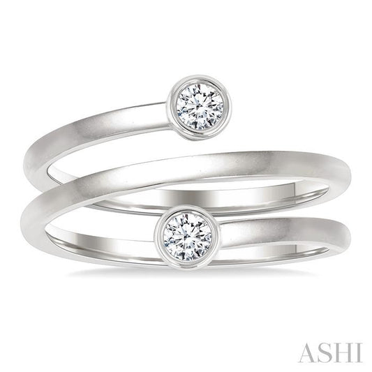 ASHI Round Shape Bezel Double Coil Diamond Fashion Ring 364W7PPFGWG-RD