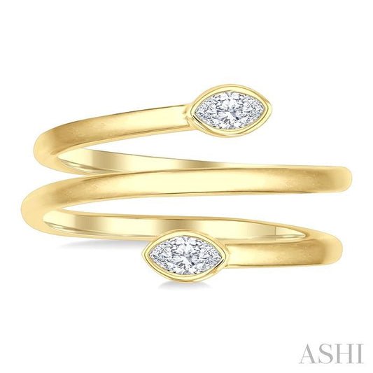 ASHI Marquise Shape Bezel Double Coil Diamond Fashion Ring 364W7PPFGYG-MQ