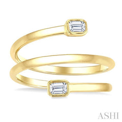 ASHI Emerald Shape Bezel Double Coil Diamond Fashion Ring 364W7PPFGYG-OC