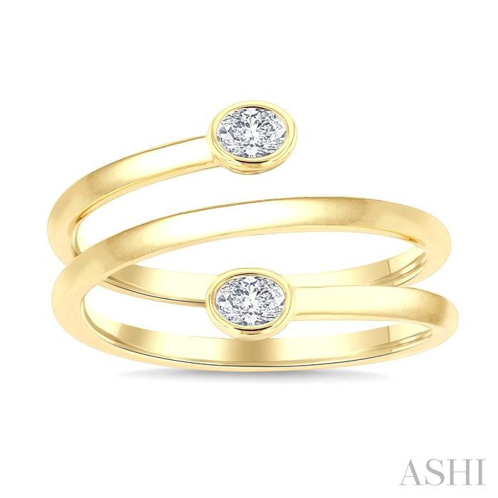 ASHI Oval Shape Bezel Double Coil Diamond Fashion Ring 364W7PPFGYG-OV