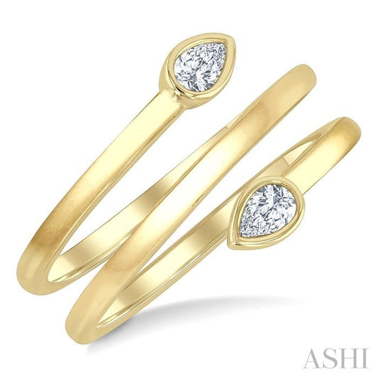 ASHI Pear Shape Bezel Double Coil Diamond Fashion Ring 364W7PPFGYG-PR