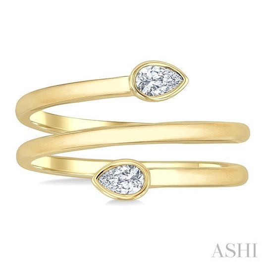 ASHI Pear Shape Bezel Double Coil Diamond Fashion Ring 364W7PPFGYG-PR