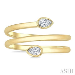 ASHI Pear Shape Bezel Double Coil Diamond Fashion Ring 364W7PPFGYG-PR