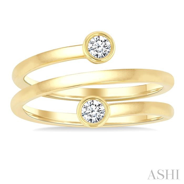 ASHI Round Shape Bezel Double Coil Diamond Fashion Ring 364W7PPFGYG-RD
