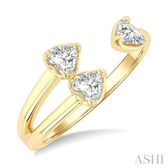 ASHI Triple Heart Diamond Fashion Open Ring 364Y3PPFGYG