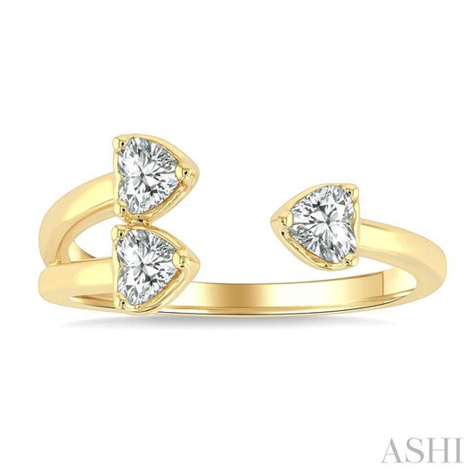 ASHI Triple Heart Diamond Fashion Open Ring 364Y3PPFGYG