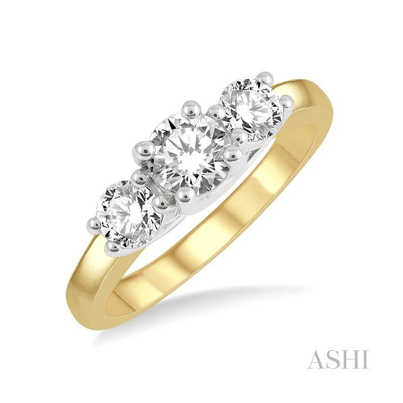 ASHI Round Shape Past Present & Future Diamond Engagement Ring 30411PPFGYW